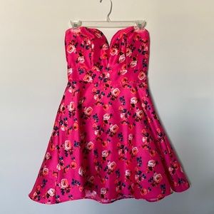 Pink, floral cocktail dress. Size 7/8 (runs small).